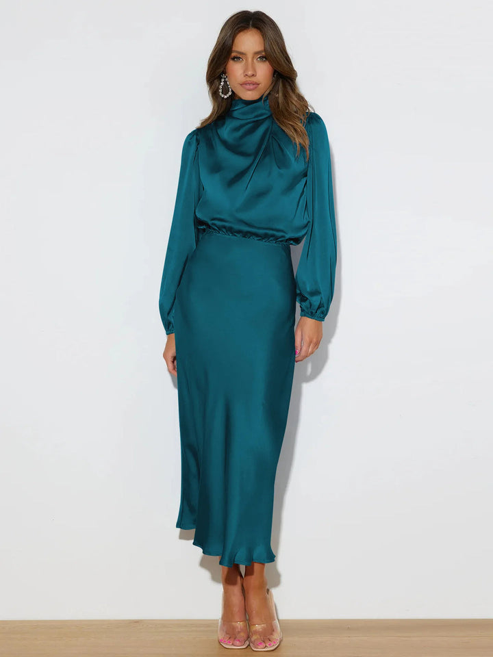 Beautiful women's elegant flowy evening dress, a long A-line gown for formal parties & special occasions.