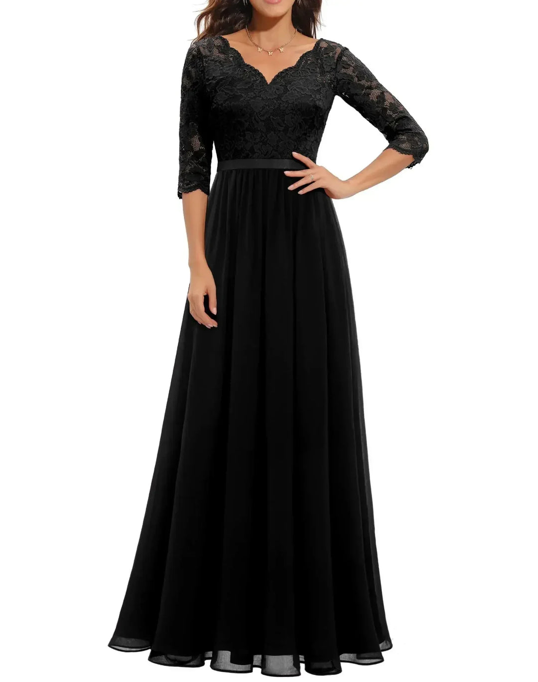 Stunning elegant flowy maxi dress. Perfect formal gown for women's special occasions.
