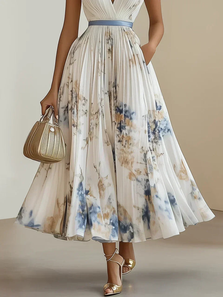 Stylish women's summer maxi dress with flowy fabric & V-neck. Elegant for any occasion wear.