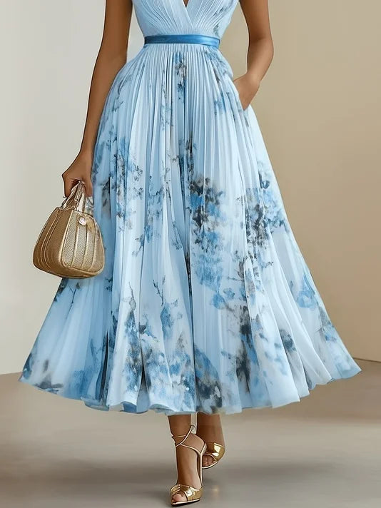 Versatile women's V-neck maxi dress. Flowy, elegant & comfortable for various summer occasions.