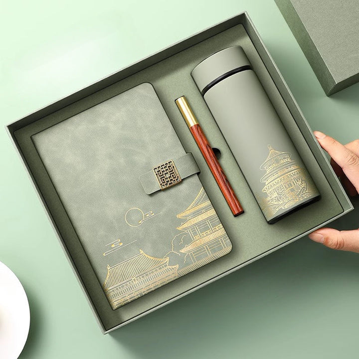 Close-up of the Forbidden City inspired notebook from the luxury gift set.