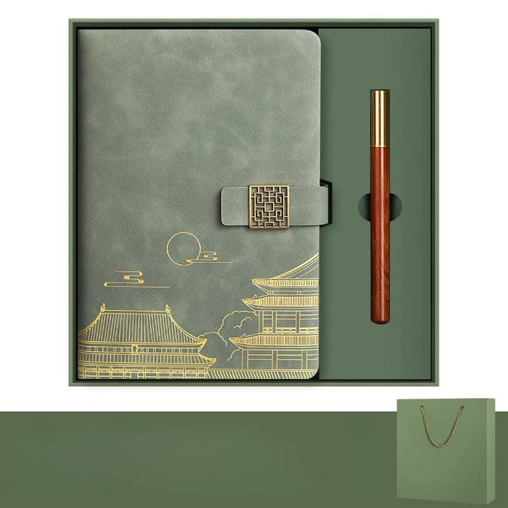 Premium ballpoint pen with Forbidden City motif, part of the elegant stationery set.