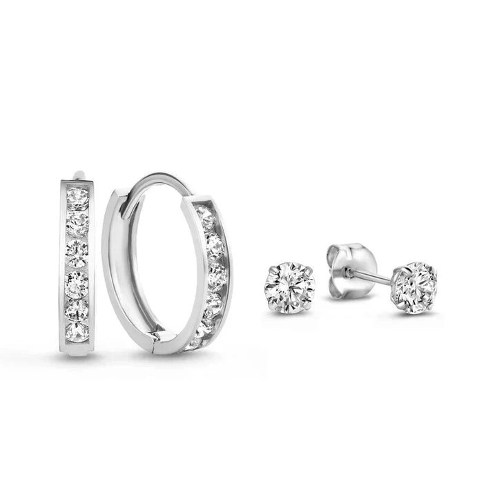 Chic gold stud earrings with sparkling accents, perfect for everyday wear.