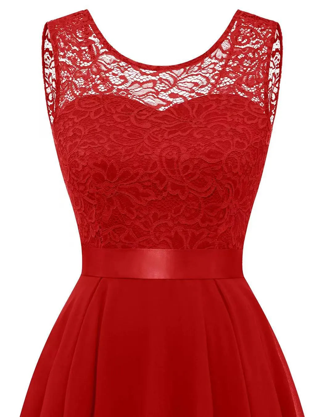 Sleeveless high-low formal dress for women, an elegant evening gown perfect for wedding guests & parties.