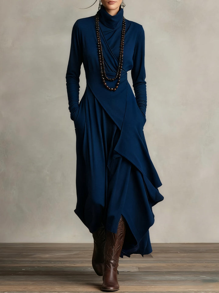 Elegant women's high neck long dress. Flowing maxi style, perfect for casual outings or a chic evening look.
