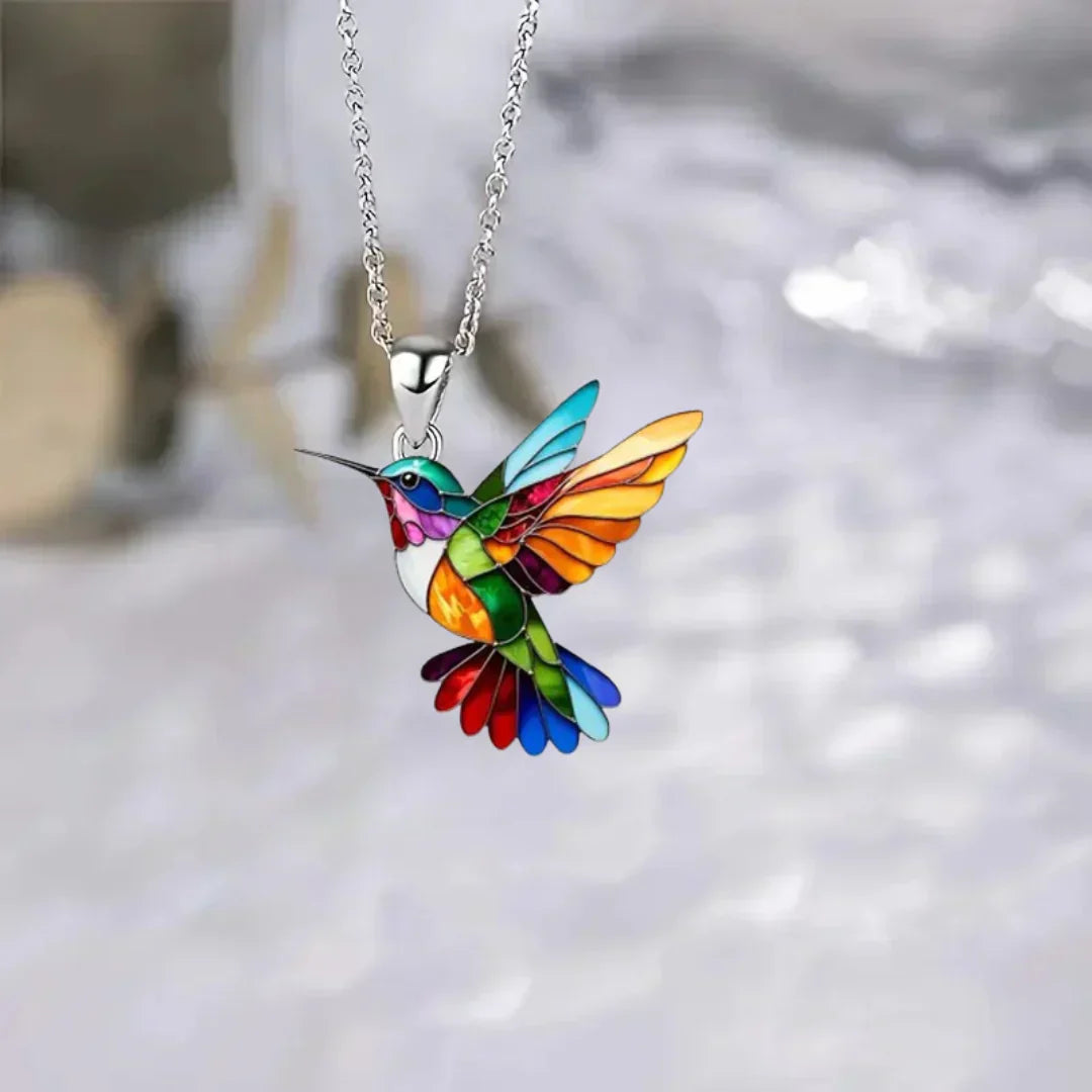 Fashionable hummingbird necklace and earring set, versatile for any occasion.