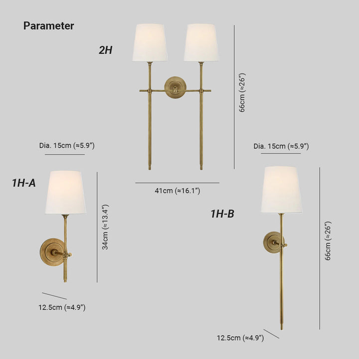 Elegant hardwired wall light with a soft fabric shade, enhancing living room decor.