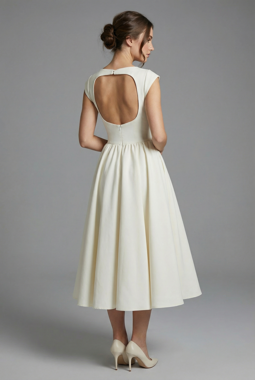 Women's special occasion midi dress with sleeveless design and high waist