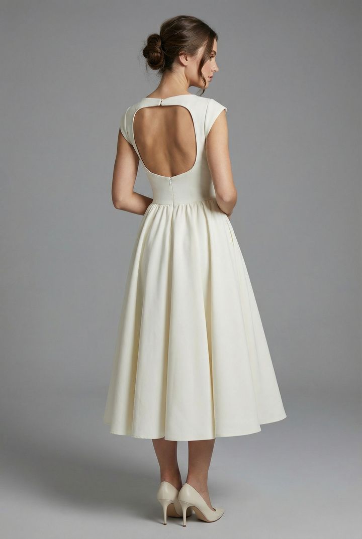 Women's special occasion midi dress with sleeveless design and high waist