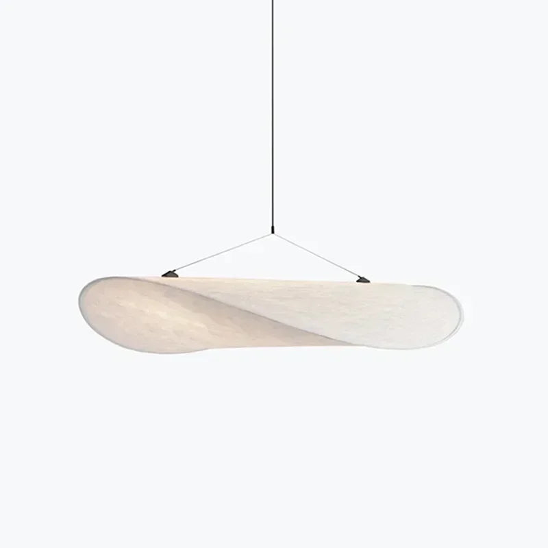 Handcrafted Japanese silk chandelier, providing soft ambient lighting, elegant wave design ceiling lamp for any room.