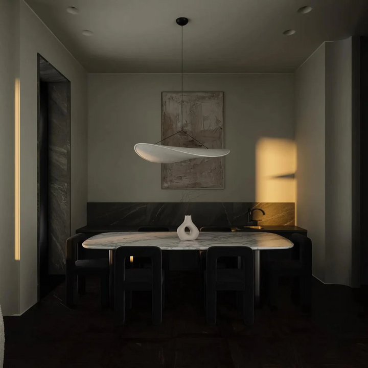 Stylish Japanese silk chandelier, handcrafted wave design ceiling lamp, perfect for elegant home decor and ambient lighting.