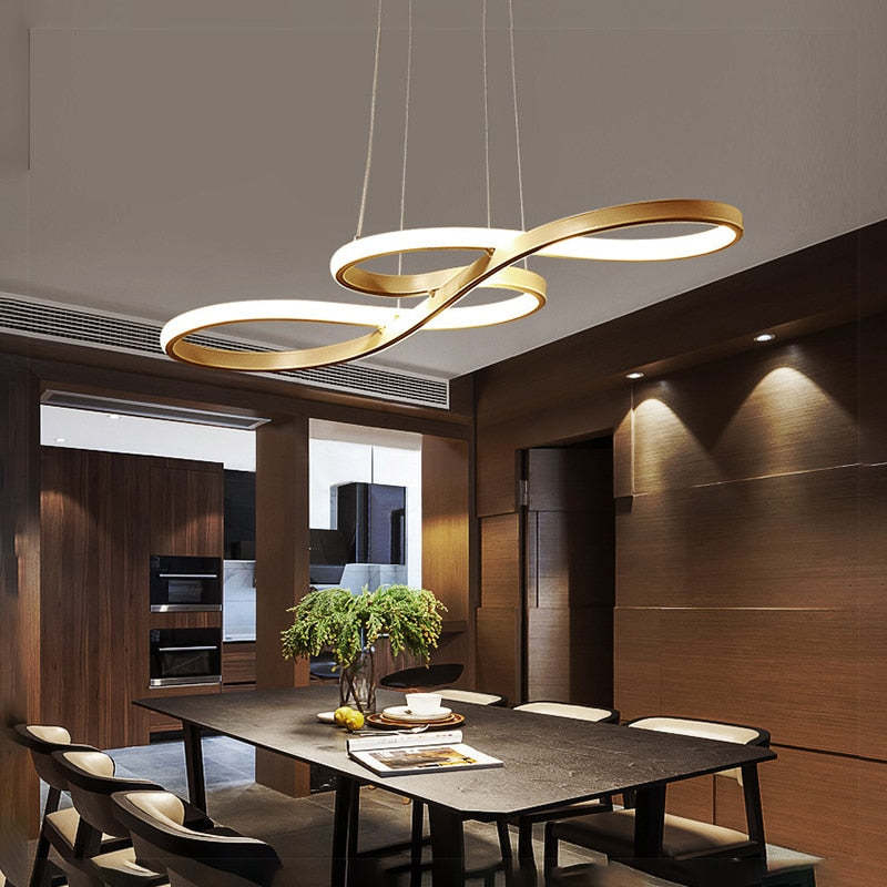 Elegant LED musical notes pendant lamp, modern ceiling fixture for contemporary home lighting.