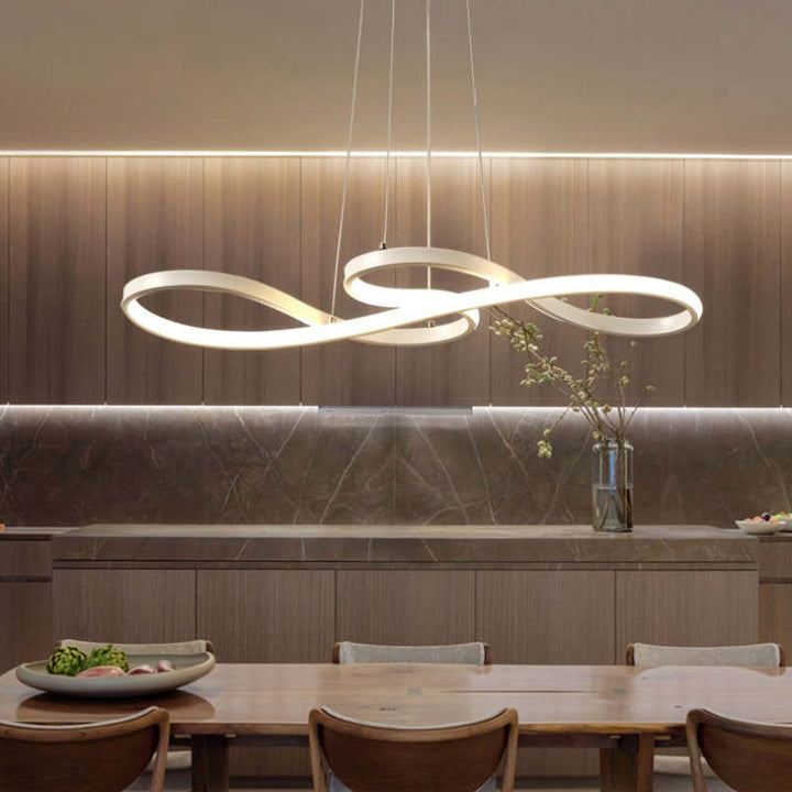 Designer LED musical notes ceiling lamp, elegant contemporary lighting fixture for modern home decor.