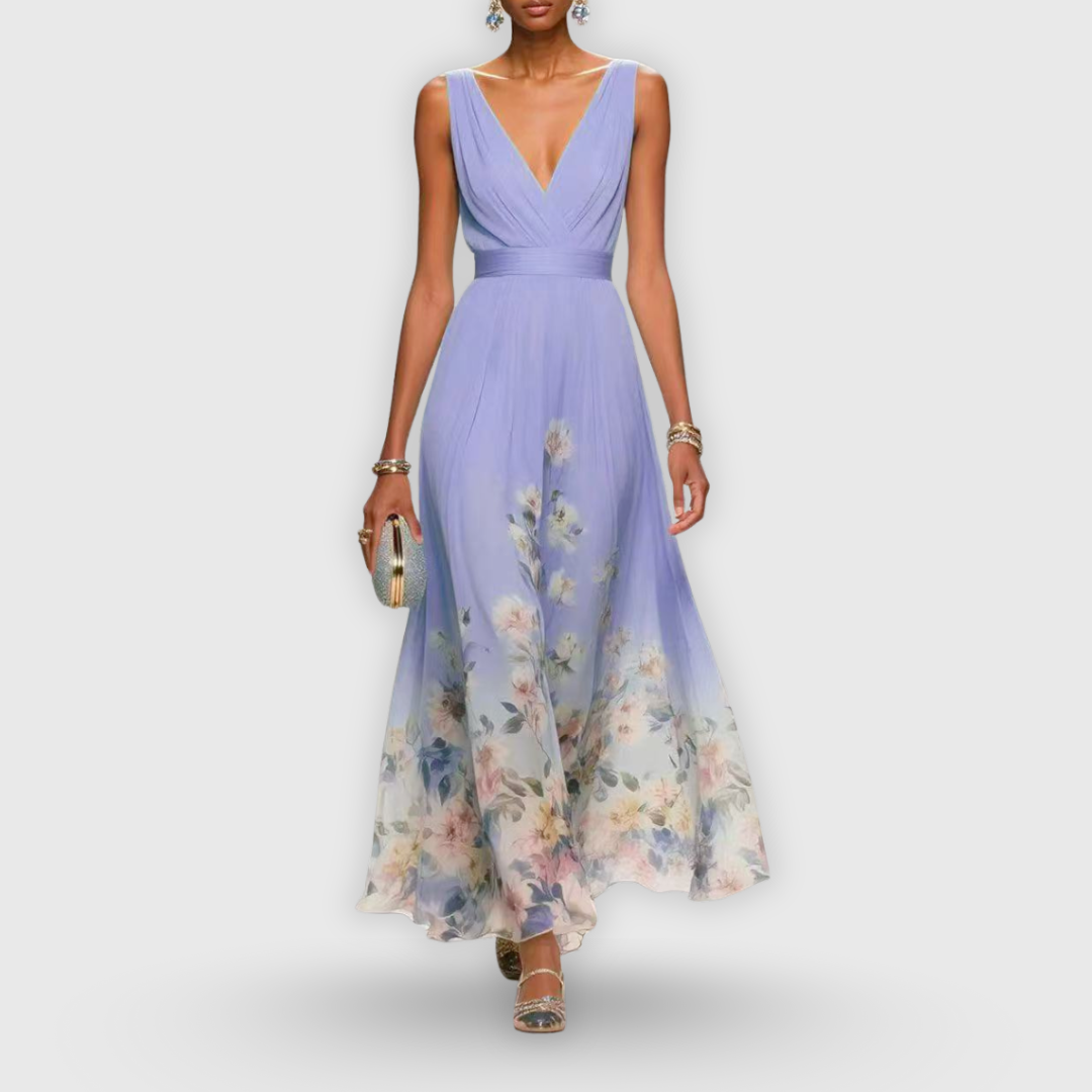 Chic purple women's summer dress, flattering midi style. Elegant and versatile for day-to-night fashion, comfortable fit.