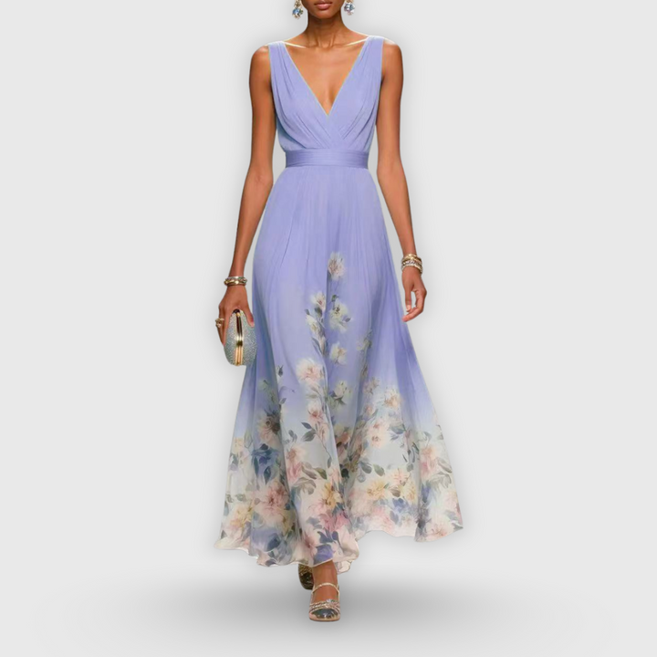 Chic purple women's summer dress, flattering midi style. Elegant and versatile for day-to-night fashion, comfortable fit.