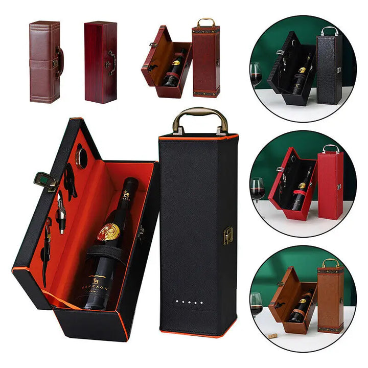 Elegant luxury wine case for secure storage of wine bottles & accessories, perfect for travel.