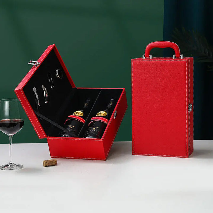 Wine holder & accessory storage box, an elegant solution for wine enthusiasts on the go.