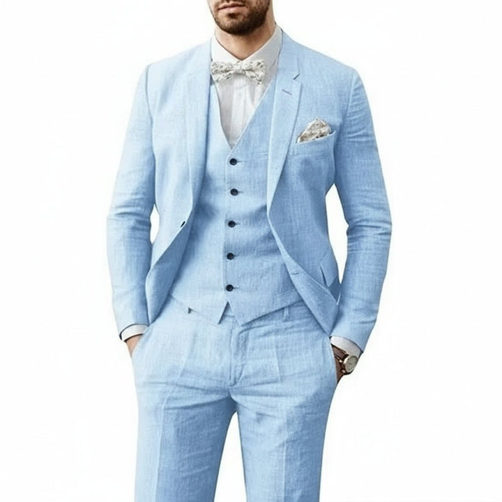 Elegant men's 3-piece wedding suit for groom. Perfect formal wear for any special occasion or event.