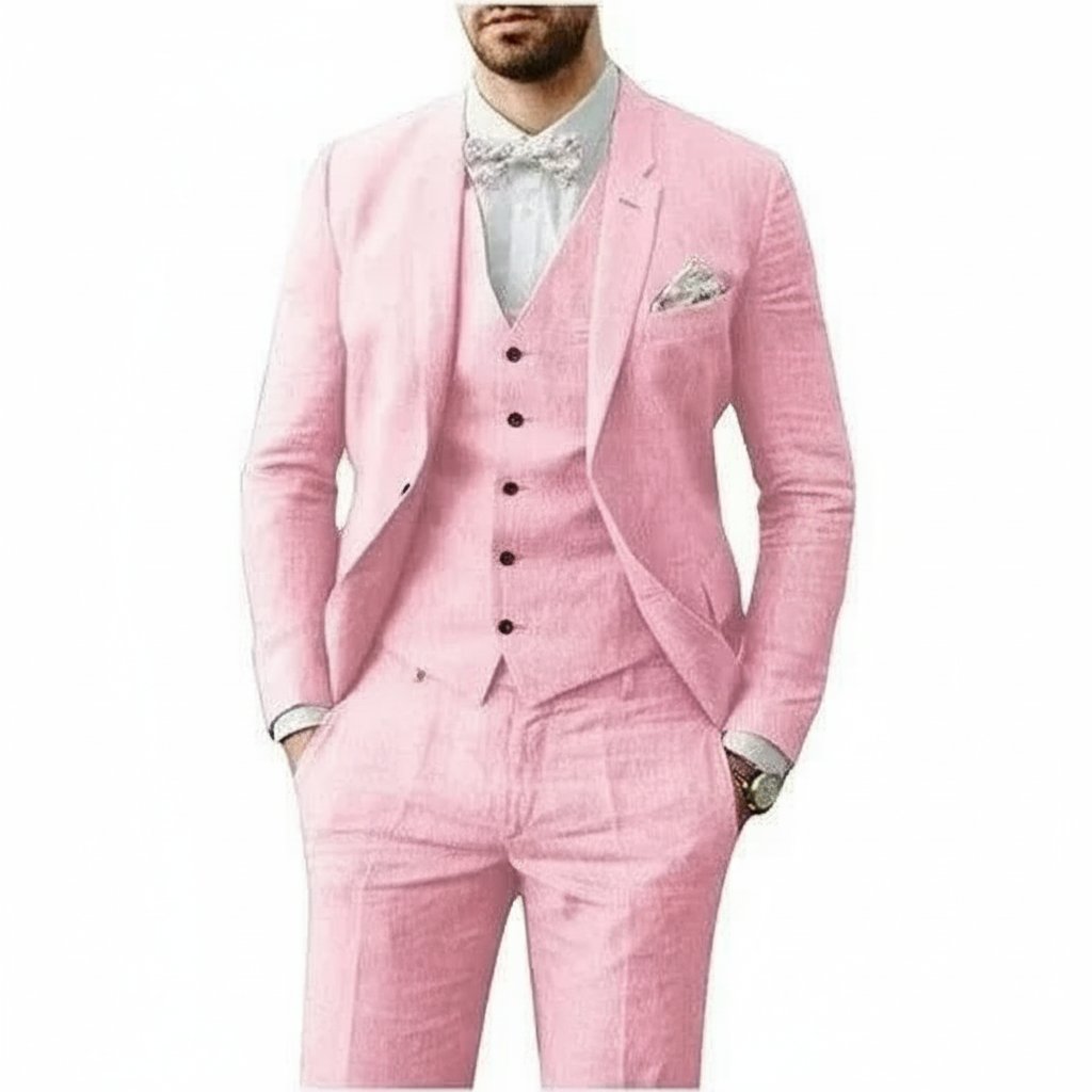 Dapper groom's 3-piece wedding suit. Elegant formal wear, perfect party or event suit for men.