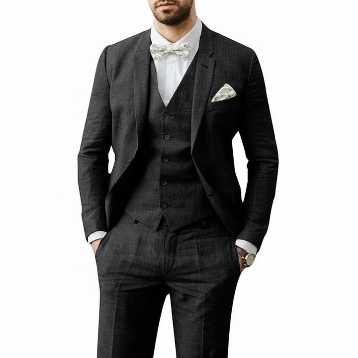 Sophisticated men's tailored 3-piece suit. Ideal formal wedding attire, event suit & smart wear.