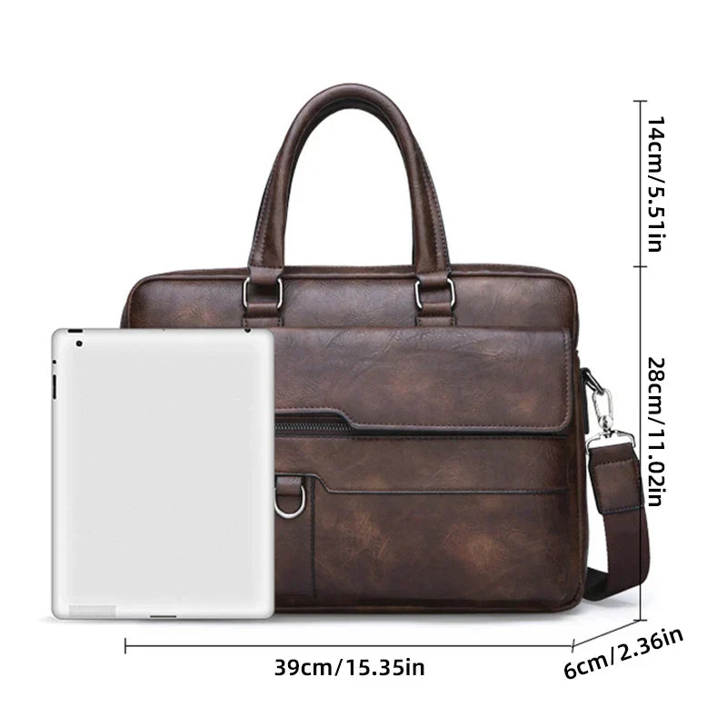 Premium genuine leather shoulder bag for men, an elegant crossbody messenger style for daily essentials.