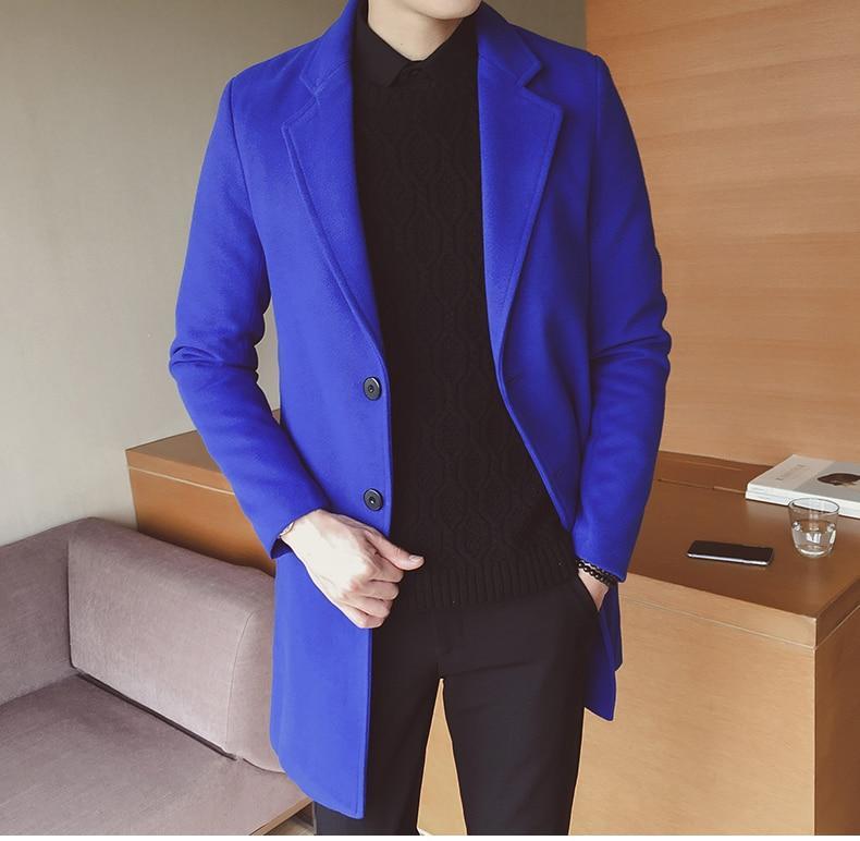Premium men's long overcoat, slim fit, elegant formal outerwear for sophisticated classic style.