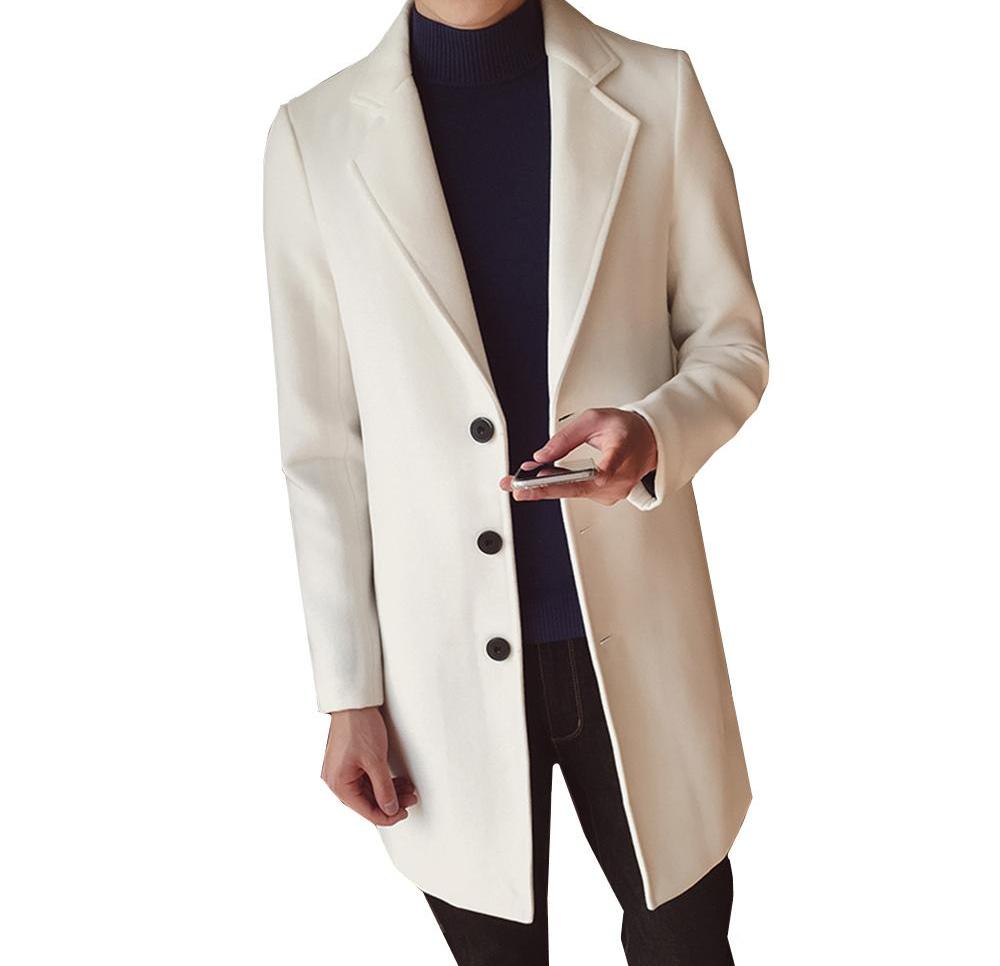 Versatile men's slim fit long overcoat, classic elegant formal outerwear for smart winter fashion.