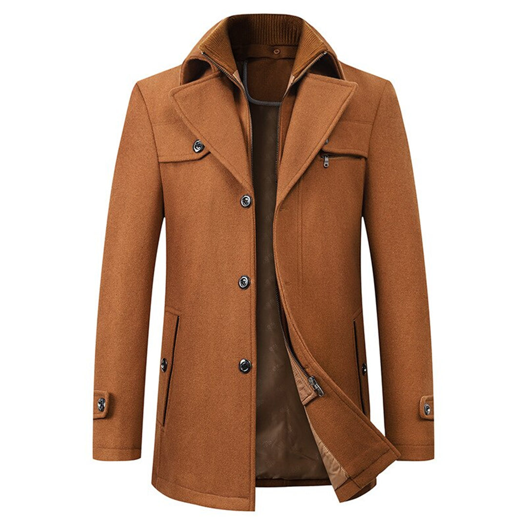 Stylish men's classic long trench coat, versatile for business, formal, or casual layering in winter fashion.