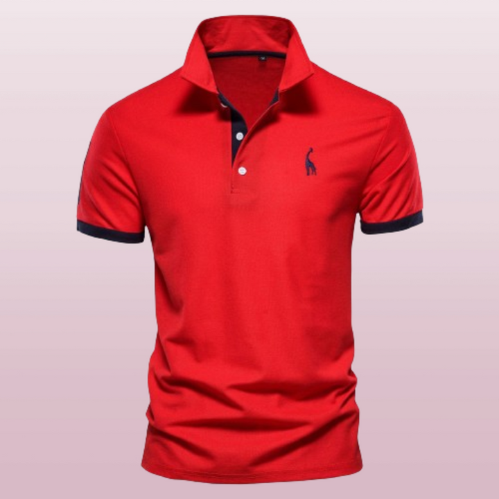 Sophisticated men's polo shirt, a comfortable short-sleeve top for any smart casual occasion. Elegant men's fashion.