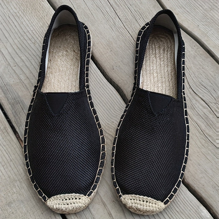 Comfortable men's espadrille shoes, ideal summer footwear for warm weather, beach & casual style.