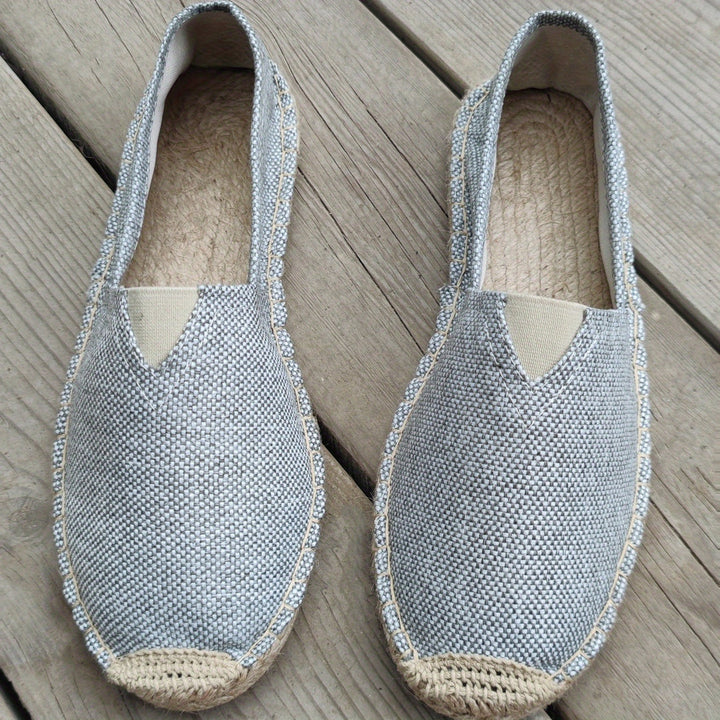 Classic men's espadrille shoes for summer. Lightweight, comfortable, and stylish casual slip-ons.