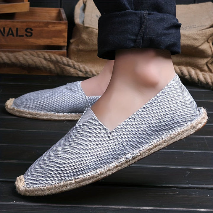 Men's stylish espadrille slip-on shoes, offering effortless summer comfort for vacation & beach wear.