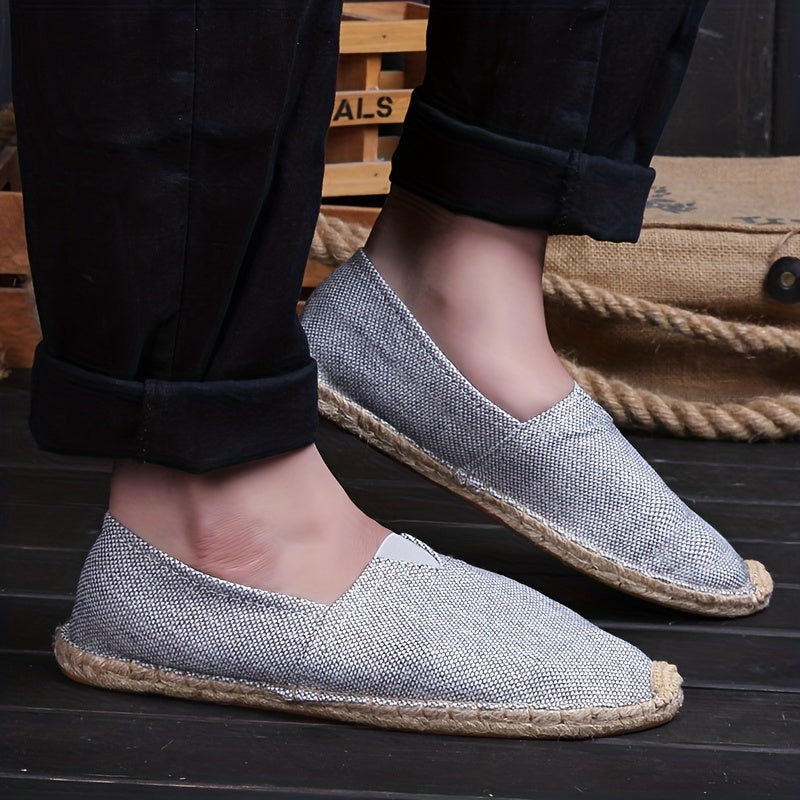 Perfect men's espadrilles for summer outings. Comfortable slip-on style, lightweight & elegant.