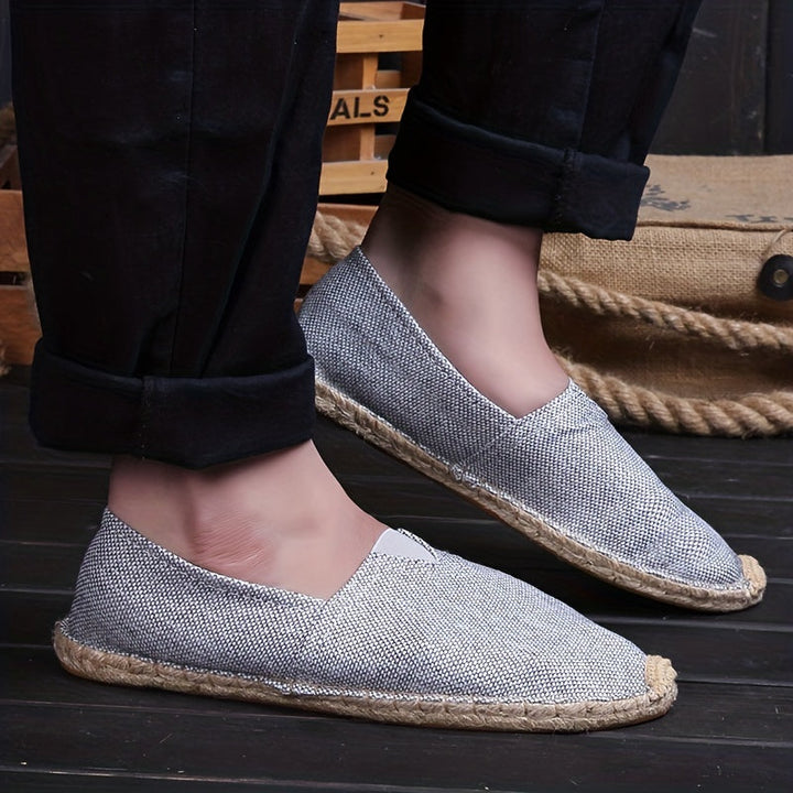 Perfect men's espadrilles for summer outings. Comfortable slip-on style, lightweight & elegant.