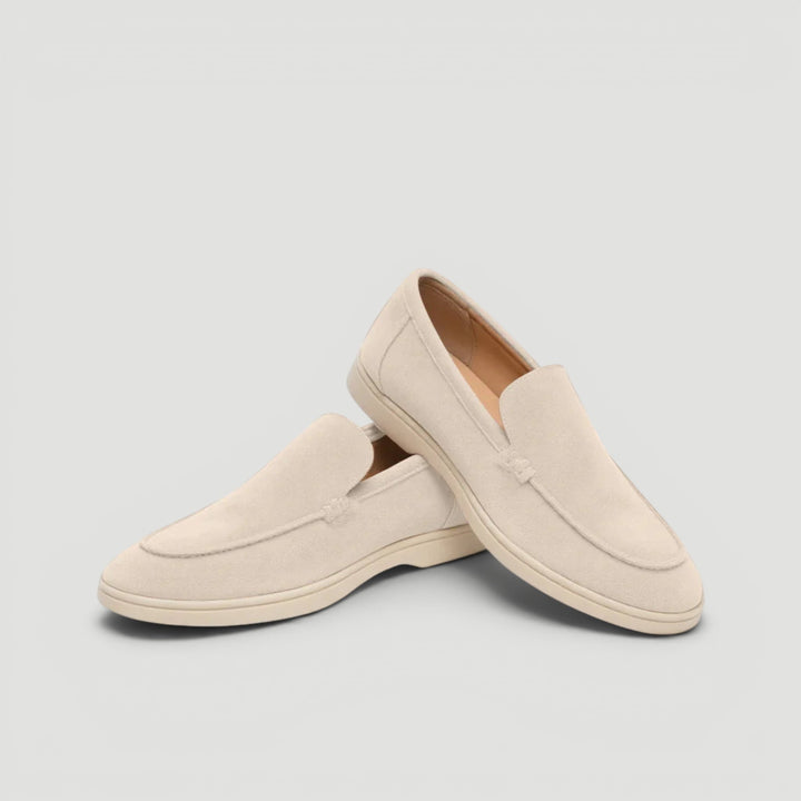 Close-up of stylish men's loafers, highlighting the premium material & slip-on design. Ideal summer shoes.