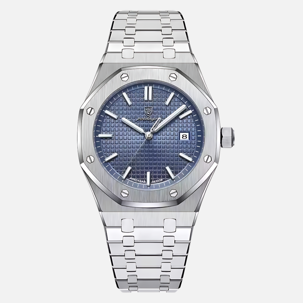 Elegant men's stainless steel watch, classic design, perfect for formal or everyday wear.