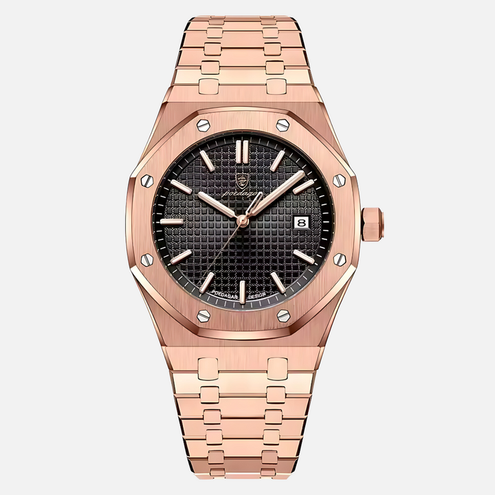 Men's elegant stainless steel watch with a classic, sleek design; a reliable quartz timepiece.