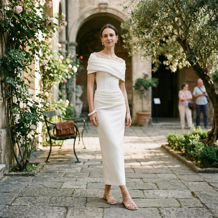 Sophisticated, floor-length mermaid evening gown designed for elegant formal events and special occasions.