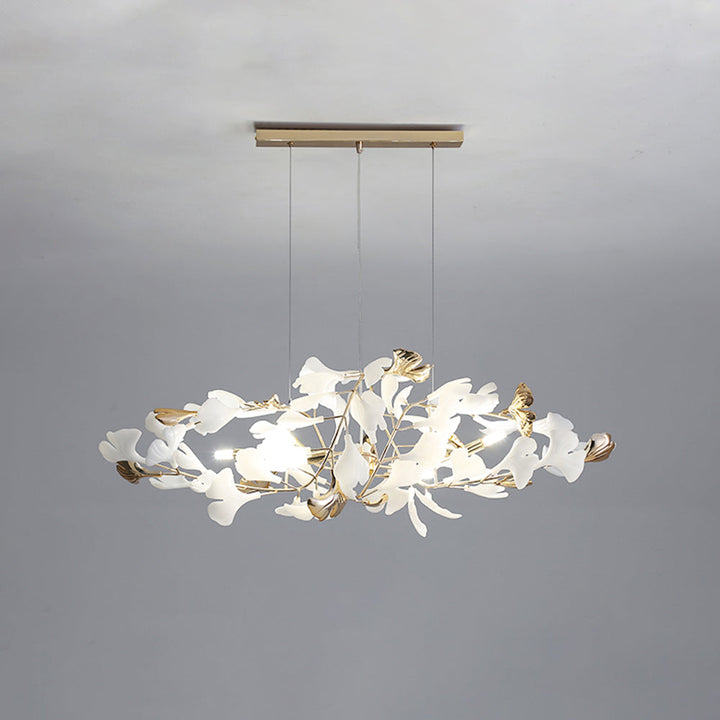 Contemporary Merrlian chandelier, gold & white finish, perfect for modern lighting.