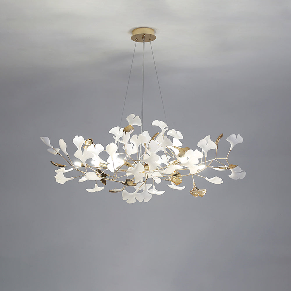Modern gold & white Merrlian chandelier, a statement piece for elegant interiors.
