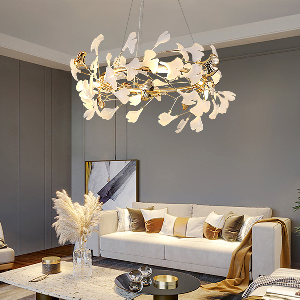 Merrlian elegant pendant, gold & white, designed for modern and sophisticated decor.