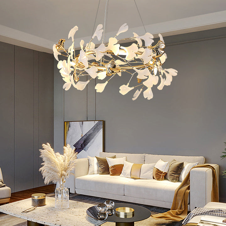 Merrlian elegant pendant, gold & white, designed for modern and sophisticated decor.