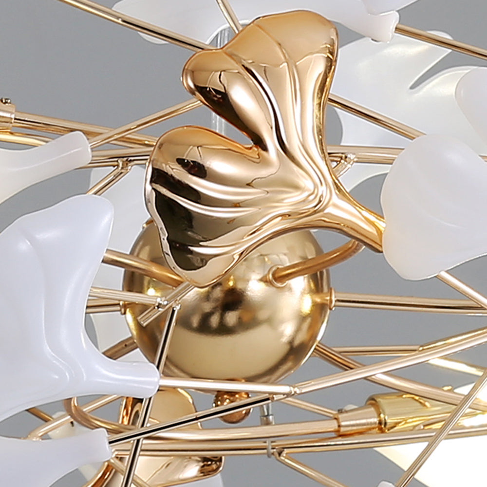 Adjustable Merrlian gold & white pendant light, modern LED chandelier for home decor.