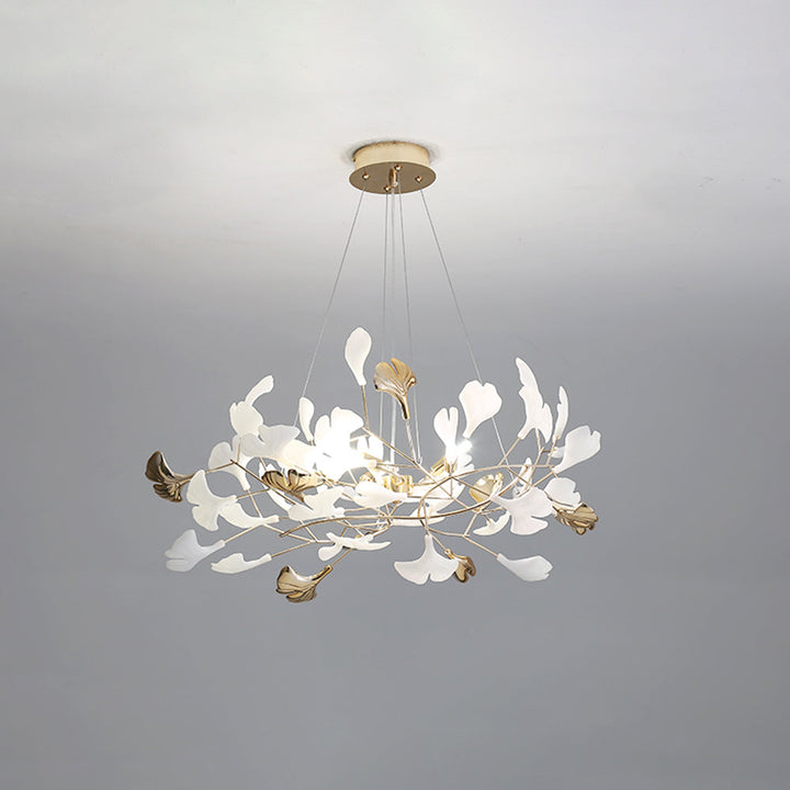 Elegant Merrlian LED pendant light, gold & white, perfect for contemporary offices.