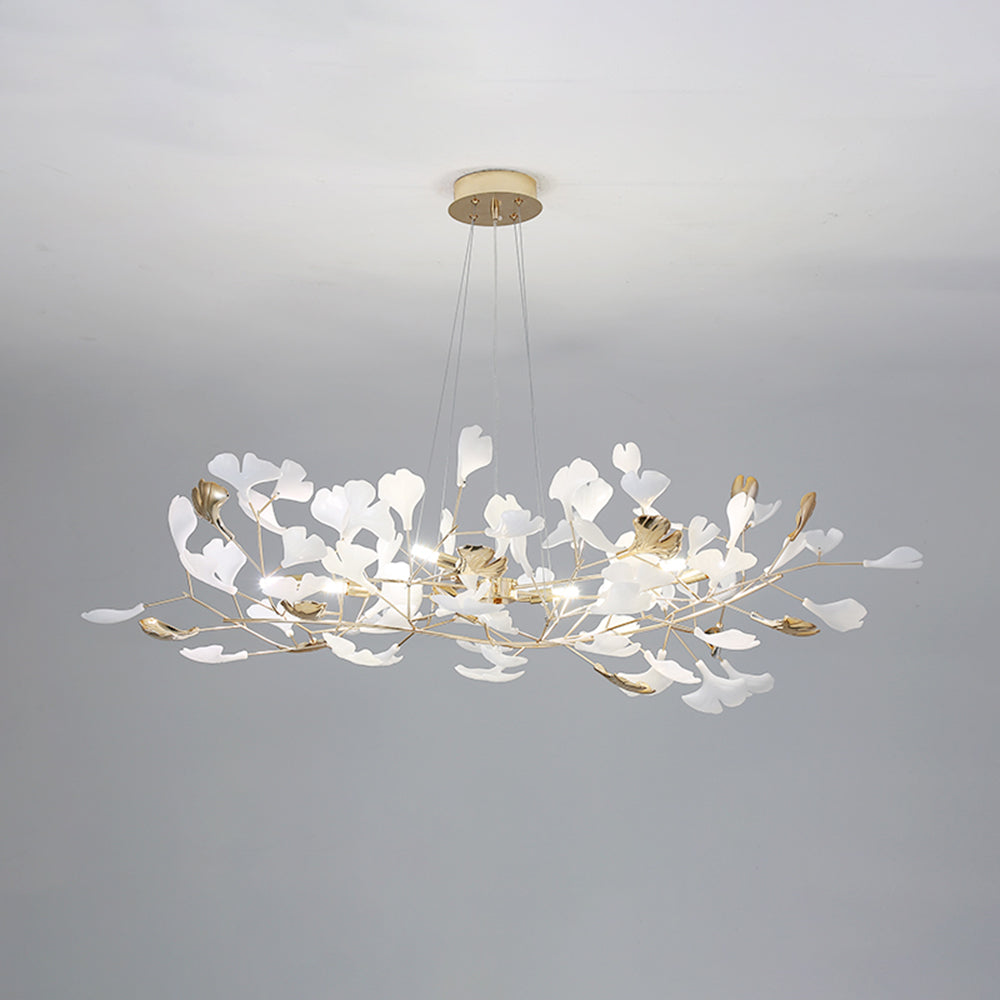 Decorative gold & white Merrlian chandelier, modern LED lighting for dining rooms.