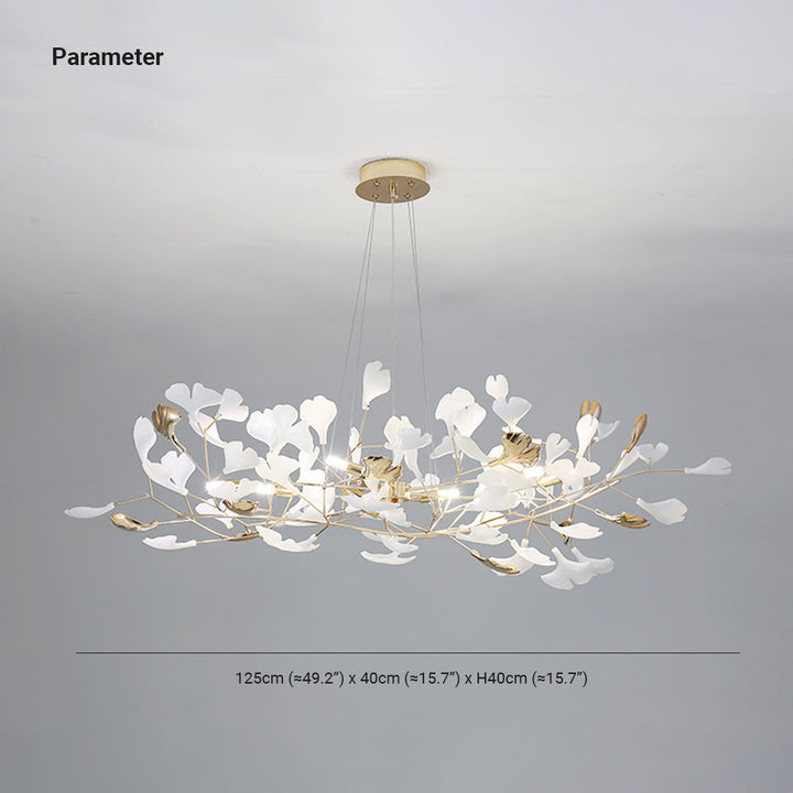 Sculptural Merrlian chandelier, a modern gold & white LED lighting fixture for any room.