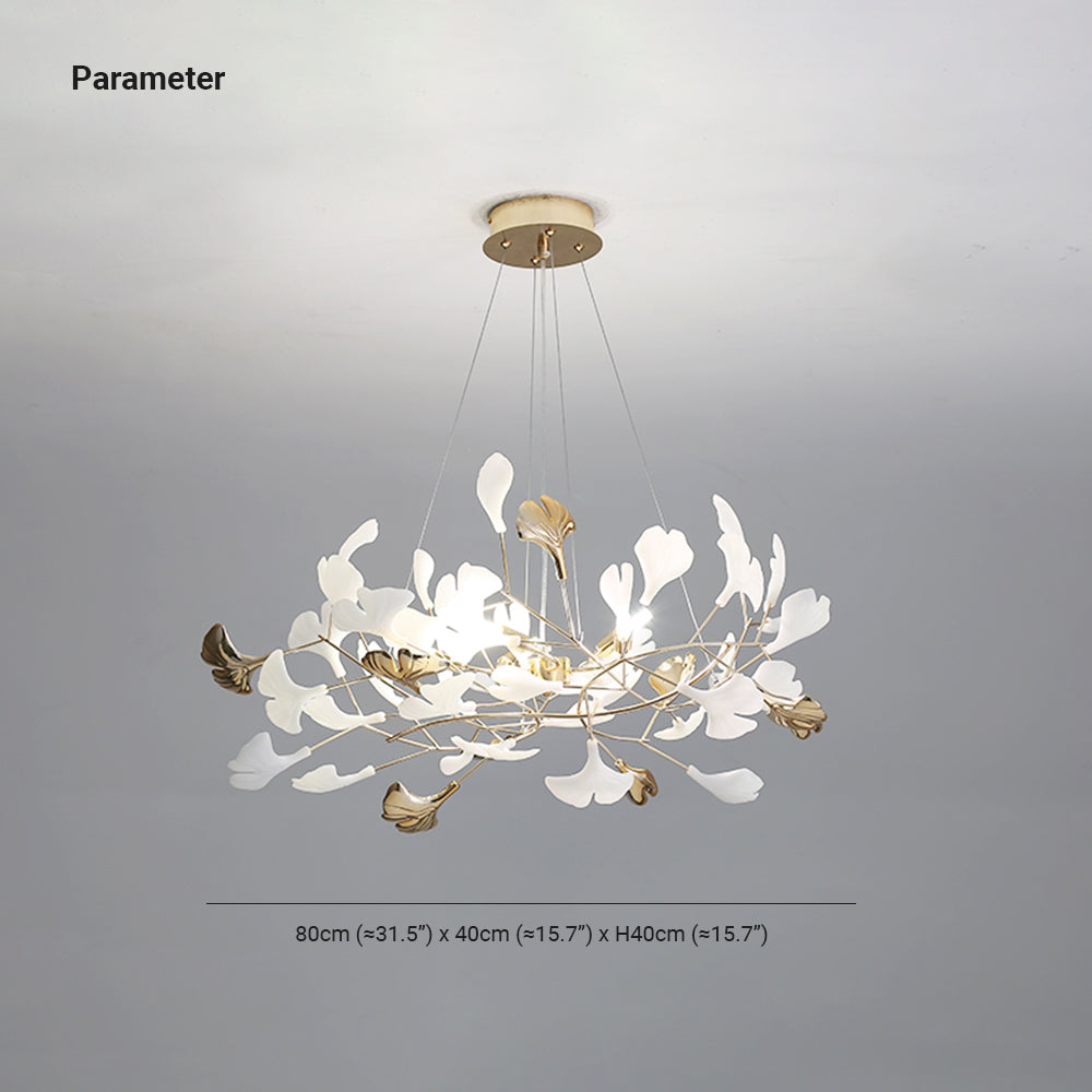 Adjustable Merrlian pendant light, gold & white, a decorative LED chandelier for offices.