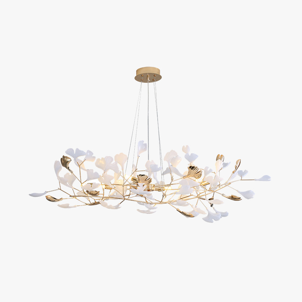 Elegant gold & white Merrlian chandelier, LED light for modern bedroom decor.