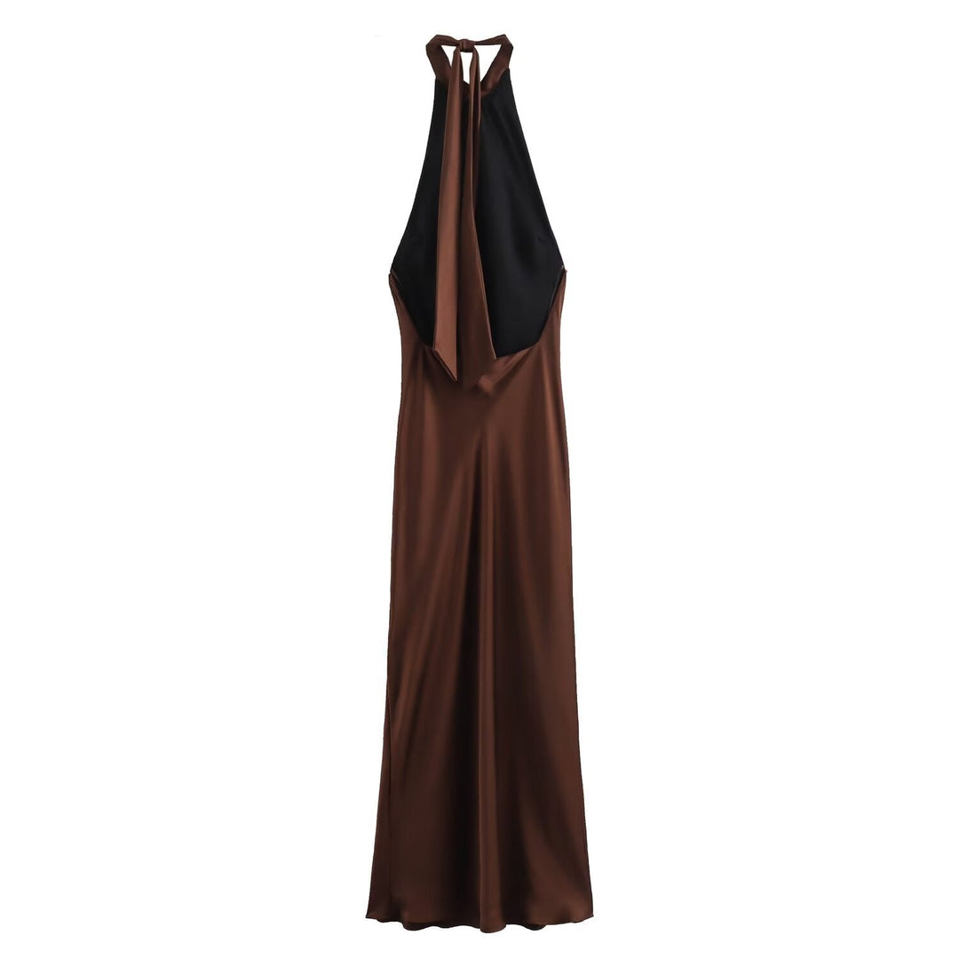 Versatile women's mocha midi dress, elegant and fashionable. Perfect for evening events, parties, or special occasions.