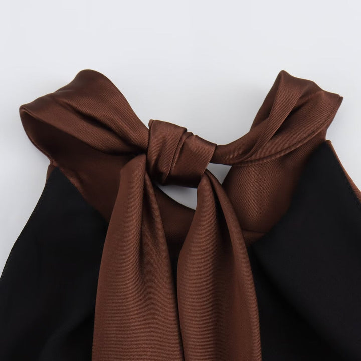 Women's elegant mocha midi dress with a stylish design. Ideal for evening events, parties, and special occasions.